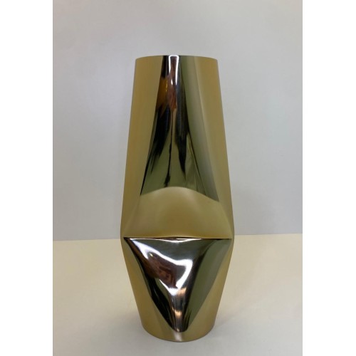 Vaso em Aço Inox Relevo Dourado G Vaso em Aço Inox Relevo Dourado G